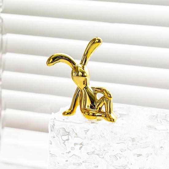 2Pcs Creative Long Eared Rabbit Electroplating Adhesive Doll, Sitting Rabbit Shaped Toy, Children'S Gift Decoration Ornament
