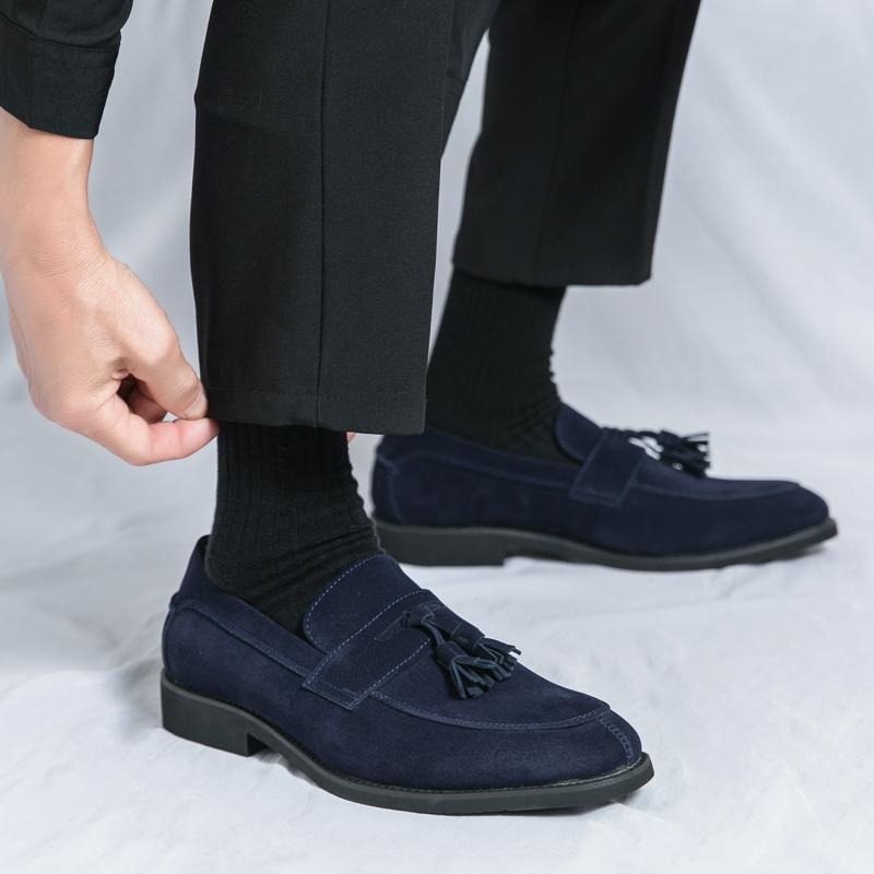 Fashion Fashion Brand Men's Spring Comfortable Pointed Formal Business Leather Shoes High-quality Men Breathable Casual Flow Su Loafers