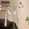 Mark Fairwhale Women's Polo Neck Long Sleeve Slim Fit Pleated Top