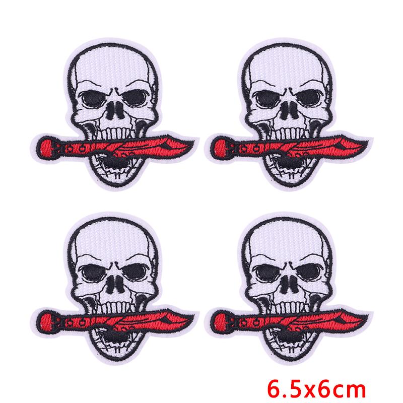 10Pcs Punk Skull Iron On Patches for Clothing - Gothic Headphone Mushroom Embroidered Patches On Clothes Jackets DIY Decor