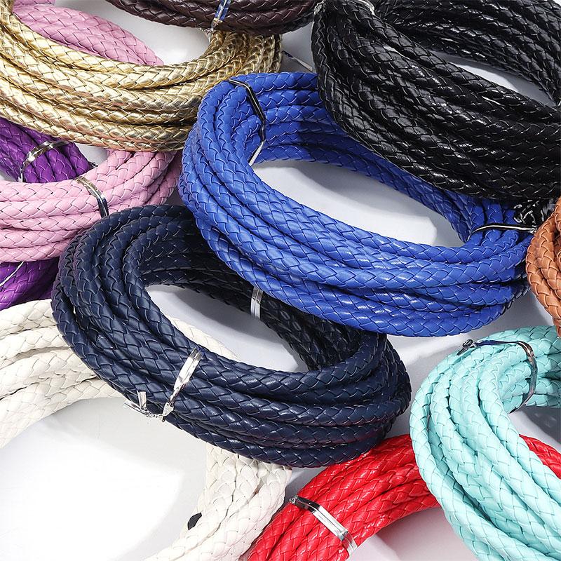 5 metri 6mm Corde in Pelle Intrecciata Corda Rotonda in Pelle Cordino per Fai da Te Ciondolo Collana Intreccio Bracciale Gioielli Materiali per la Creazione