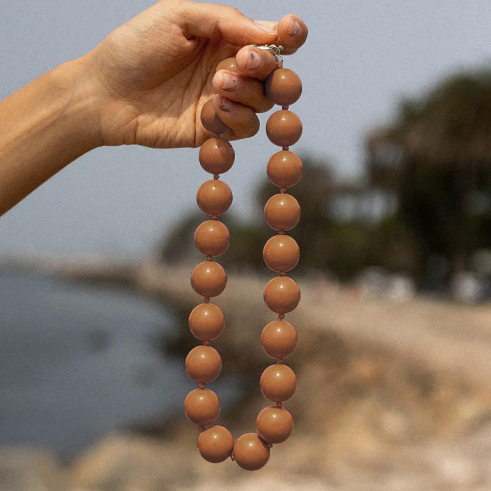 Large Beaded Necklace Acrylic Women Necklaces Retro Round Beads Choker  Jewelry Gift