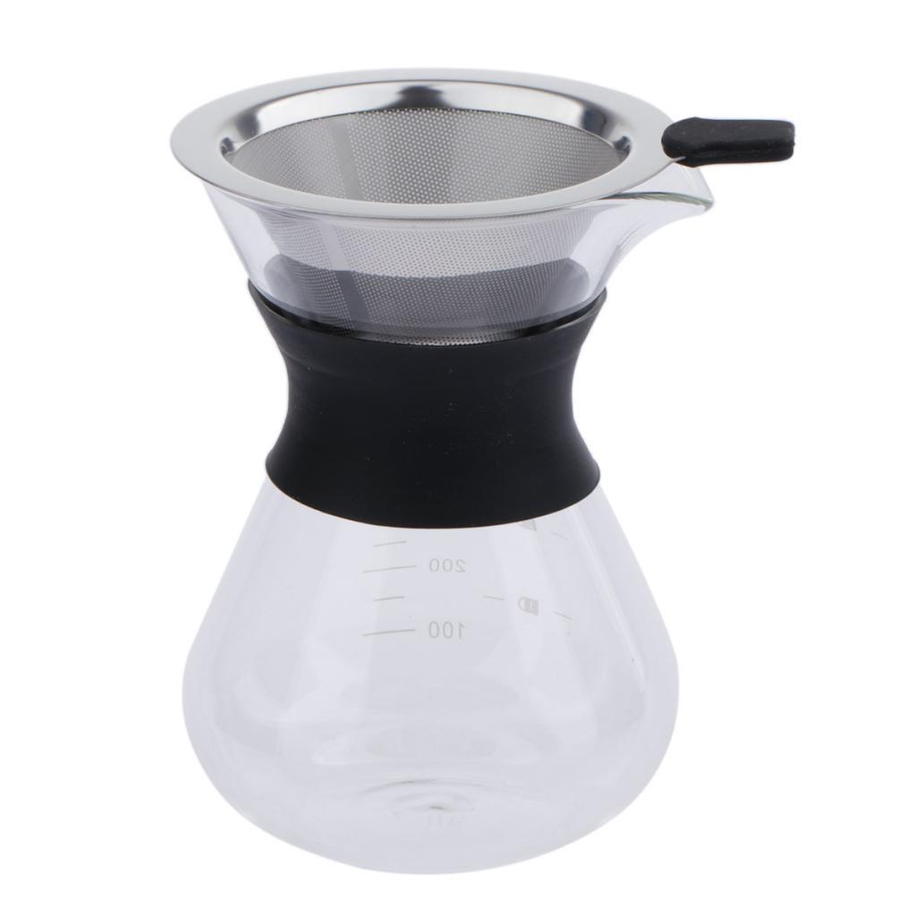 Coffee Maker, 7oz Glass Carafe and Reusable Stainless Steel Permanent Filter Manual Dripper