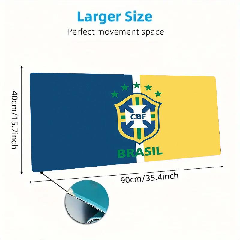 Brazil National Football Team Print  Cushion Non-slip Laptop Tablet Big Mousepad XXL Mat Mini PC Playmat With Lock edge