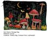 Secure Zipper Storage Bag Bag, with Mushroom Star Moon Print, Lightweight Black Pouch Wear-Resistant Cosmetic for Menstrual Supplies Coin Keys