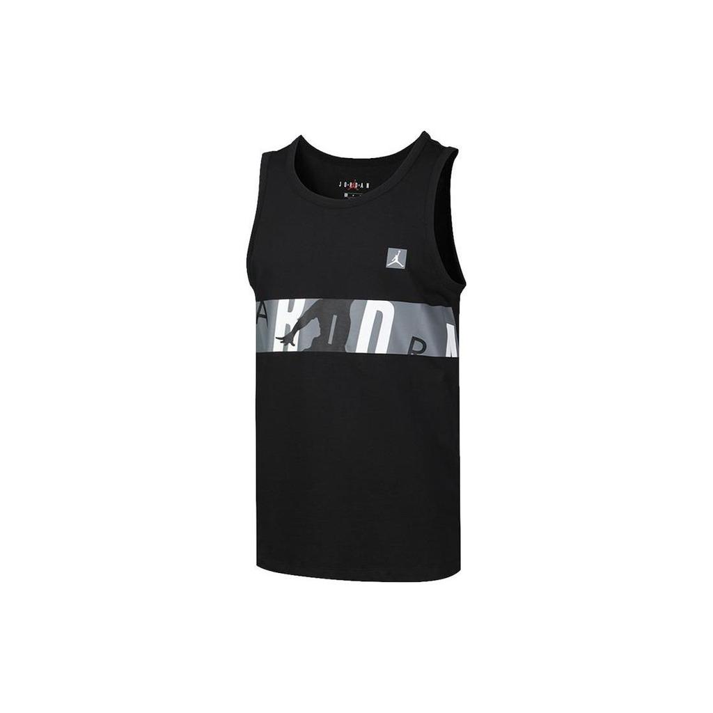 Jordan Letter Logo Print Round Neck Basketball Training Sleeveless Vest Men Vests Black CD5651-010