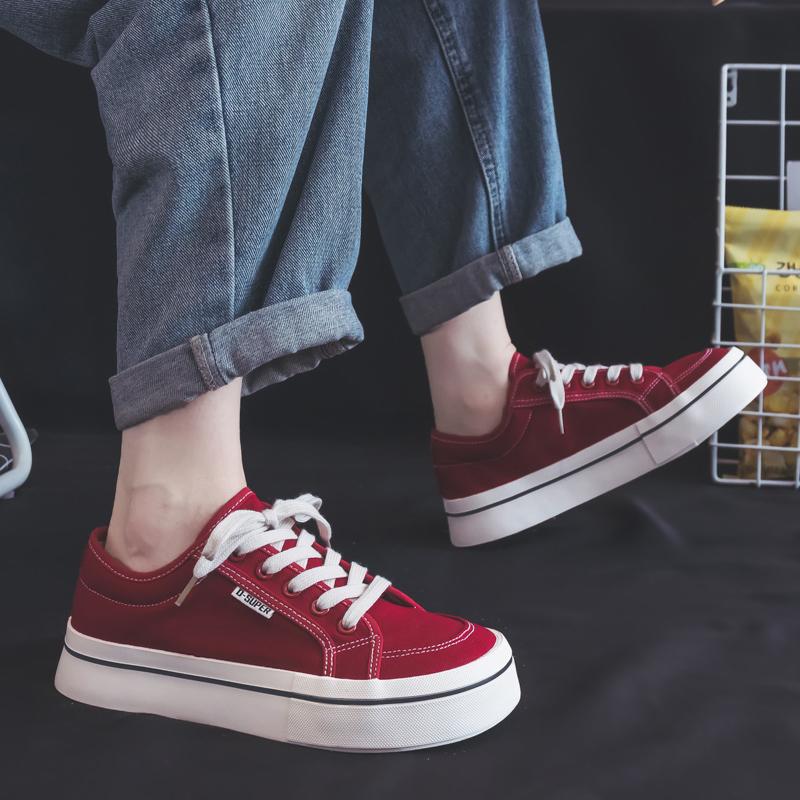 Mango head big head red canvas shoes new autumn temperament sneakers cloth shoes board shoes