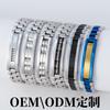Mens Titanium Steel Geometric Bracelet With Zircon Inlay Custom OEM Dropshipping