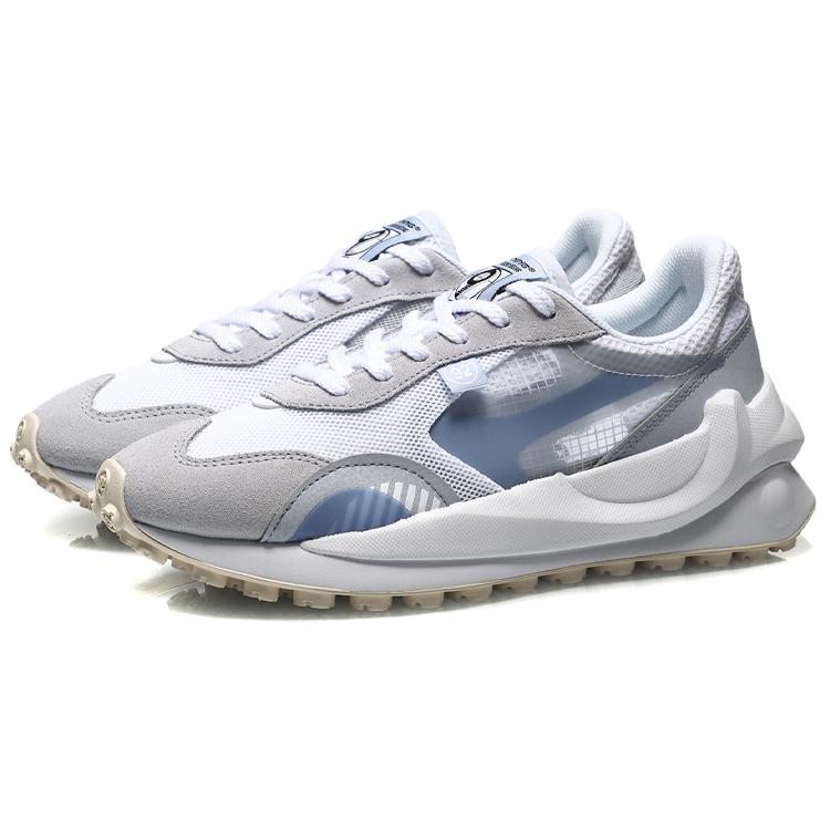 New LiNing Cushioned Anti Slip And Wear Resistant Lightweight Low Top Running Shoes Women's White Light Blue AGCR034-2