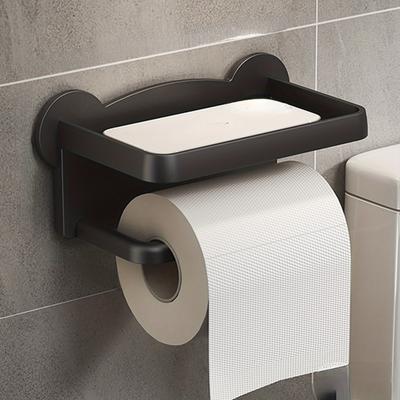 Punch Free Wall Mounted Tissue Storage Rack Paper Roll Shelf Holder Restroom Box Shelve Multi Functional Phone Placement Toilet
