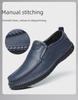 Men's Casual Leather Moccasins: Breathable Cowhide Flats for Middle-Aged and Elderly