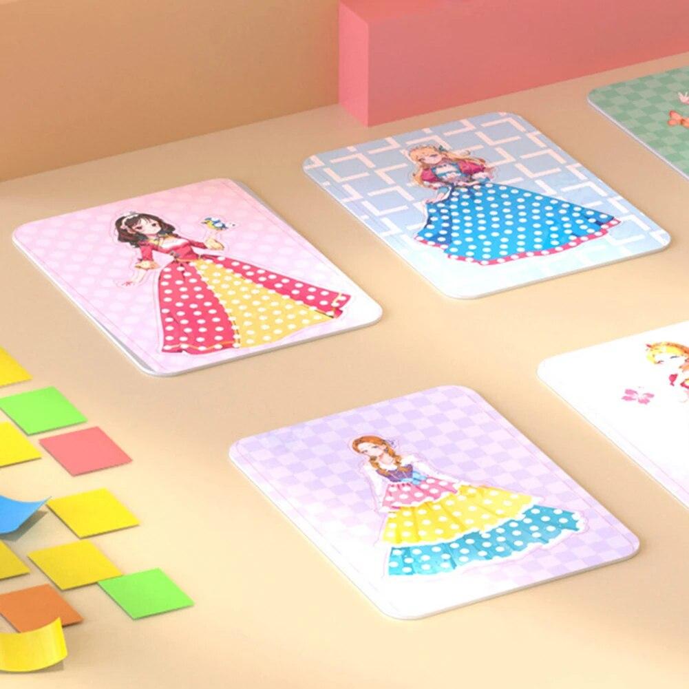 Painting Sticker DIY Craft Toys Kid Art Girls Poking Princess Dress Handmade Magical Children Gifts DIY Poke Toy