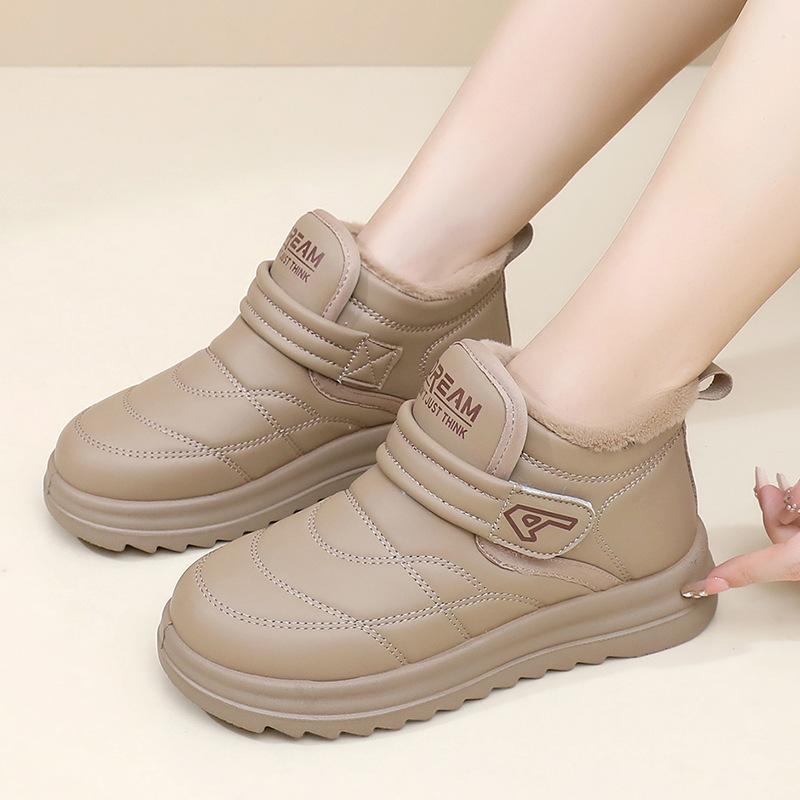 Women's Large Size Soft Sole Winter Warm Non-slip Fur One Snow Boots Padded Lined Ankle Boots Non-slip Hiking Outdoor Sports Cotton Boots