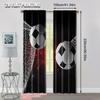 Flat Printing Curtains Soccer Balls Goal Net Image Polyester Without Electricity Versatile Use Holiday Family Set Of 2 Made