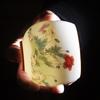Yangzhi Jade Porcelain Shadow Green Small Tea Canister Hand-painted Landscape Non-spill Cup Kung Fu Tea Set Tea Cup