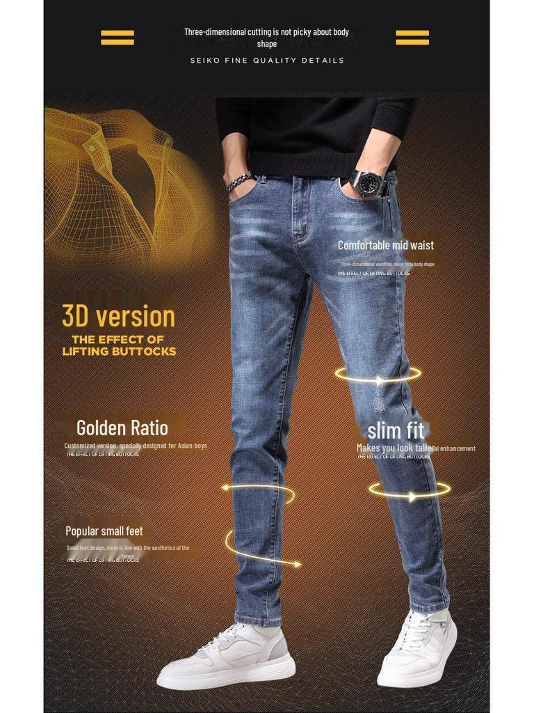 Herren Slim Stretch Klassische Blaue Jeans 2024 - Ganzjahres-Freizeitkleidung