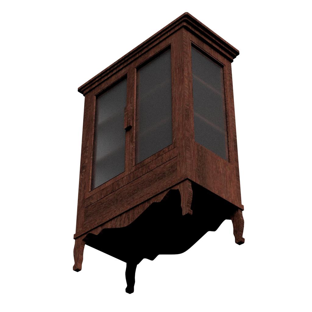Miniature Glass Cabinet with Celebration Brown PLA 3D Handmade Handmade Wooden Furniture Lettering, Design, Sculpture, 1/6 Scale, Dollhouse, Blythe,