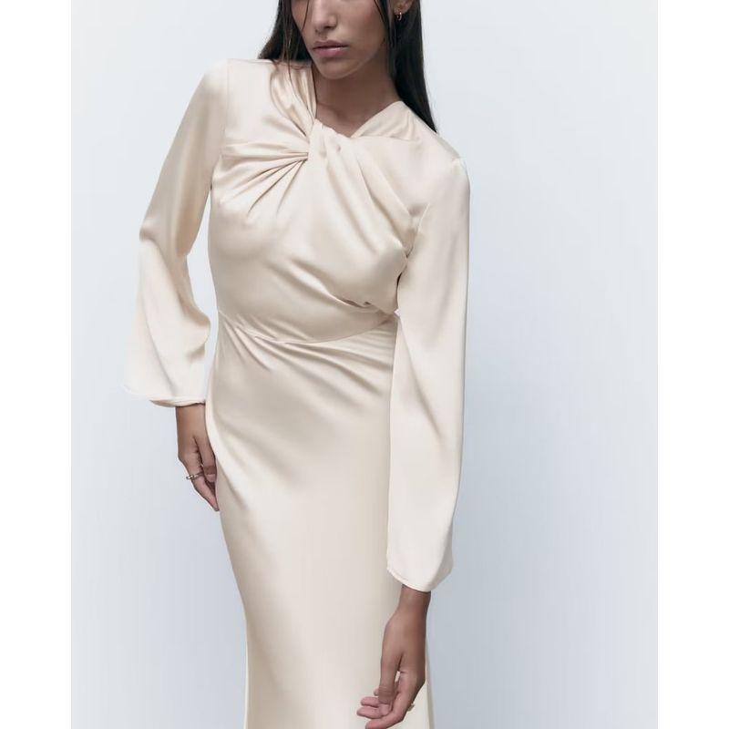 Casual Backless Silk Satin Texture Dress