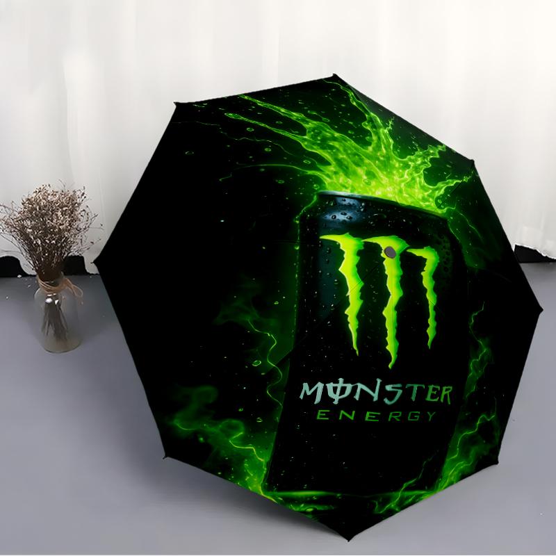 Printed Monster Energy LOGO Printed Folding Umbrella,Outdoor,Leisure,And Travel Umbrella,Durable Umbrella Fabric,Birthday And Holiday Gift
