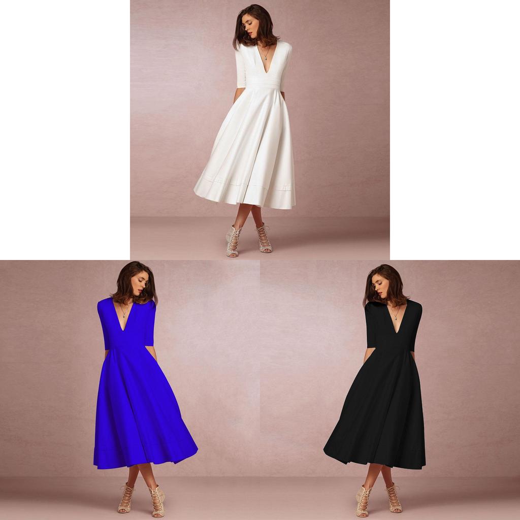 Elegante Vestito Casual in Maglia da Donna con Scollo a V Disponibile in Vari Colori
