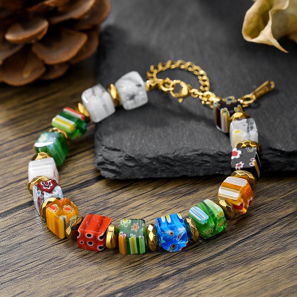 A handmade Murano thousand flower glass bracelet fashion beaded DIY personality crystal bracelet women's jewelry