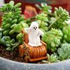 Creative Halloween Gift for Friends Ghost Pumpkin Cart Figurine, Cute Statue, Retro Synthetic Resin Craft Decor Miniature Ornament Home Table Planter