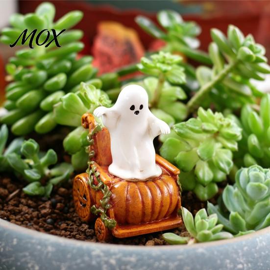 Creative Halloween Gift for Friends Ghost Pumpkin Cart Figurine, Cute Statue, Retro Synthetic Resin Craft Decor Miniature Ornament Home Table Planter