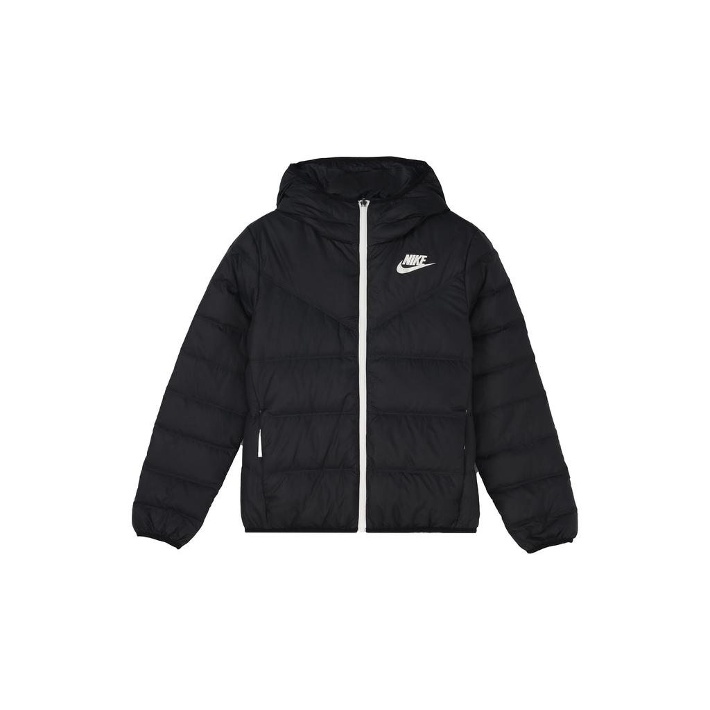 Nike Logo Printed Pattern Hooded Down Jacket Women Outerwear Black CU0283-010