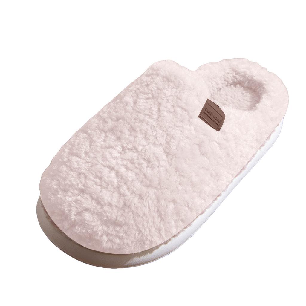 Unisex Couple Warm Fleece Lined Home Slippers Fashionable Casual Plush Closed Toe Open Heel Slippers Women Slippers Memory Foam