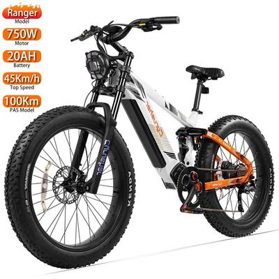 Bicicletă Electrică Cyrusher Ranger Motor 750W Suspensie Completă Bicicletă Electrică pentru Adulți 52V 20AH Frână Hidraulică Dublă Roată Grasă 26" Sarcină Maximă 150kg