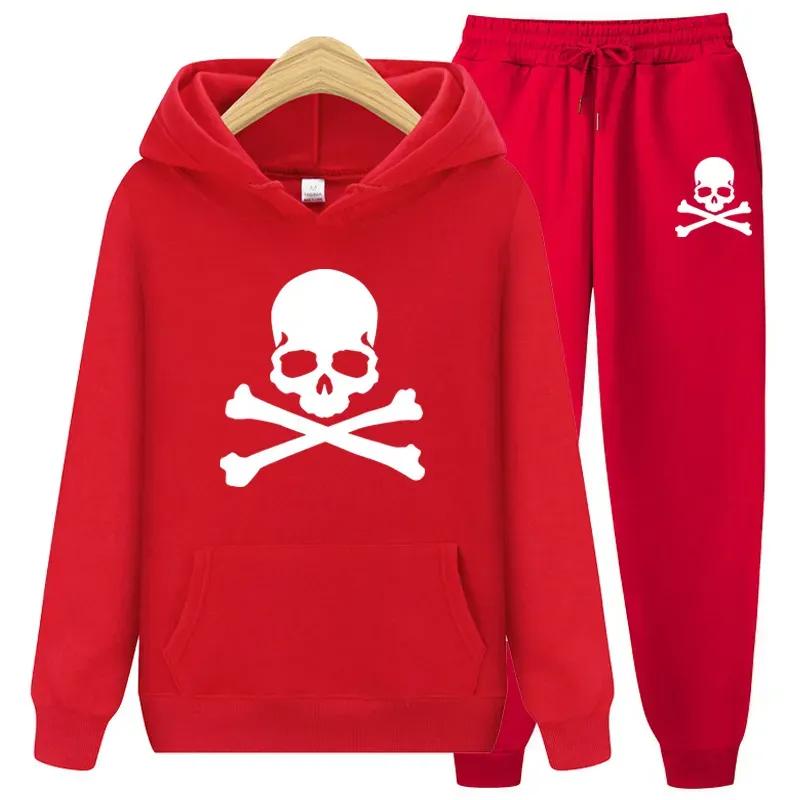 Red Bridge Skull Pullover Herren Skulls Bridge Hooded Sweatshirt
