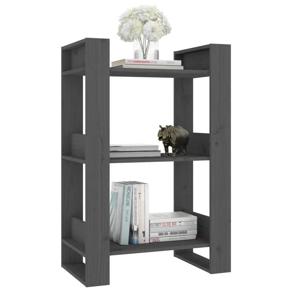 Bookshelf Room Divider Grey 60 x 35 x 91 cm Solid Pine Wood