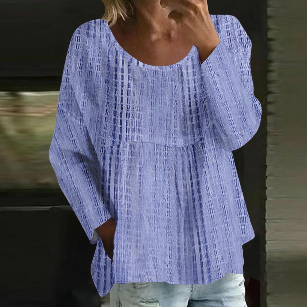 Damen Casual Mode Locker Rundhals Blumenmuster Langarm Oberteil