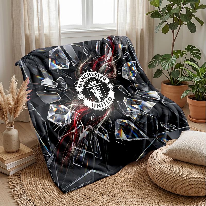 Manchester United Theme Blanket Soft Flannel Blanket Plush Throw Blanket Cozy Sofa Bed Blanket for Home Decor