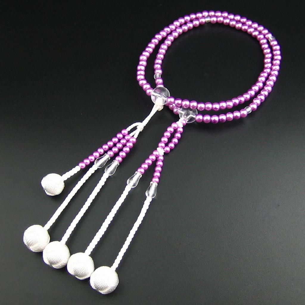 Myorenka Prayer Beads for Soka Gakkai, PC Pearl Prayer Beads for Men and Women, 9 Inches, Medium Size, Acrylic and Crystal Finish, SGI Prayer Beads