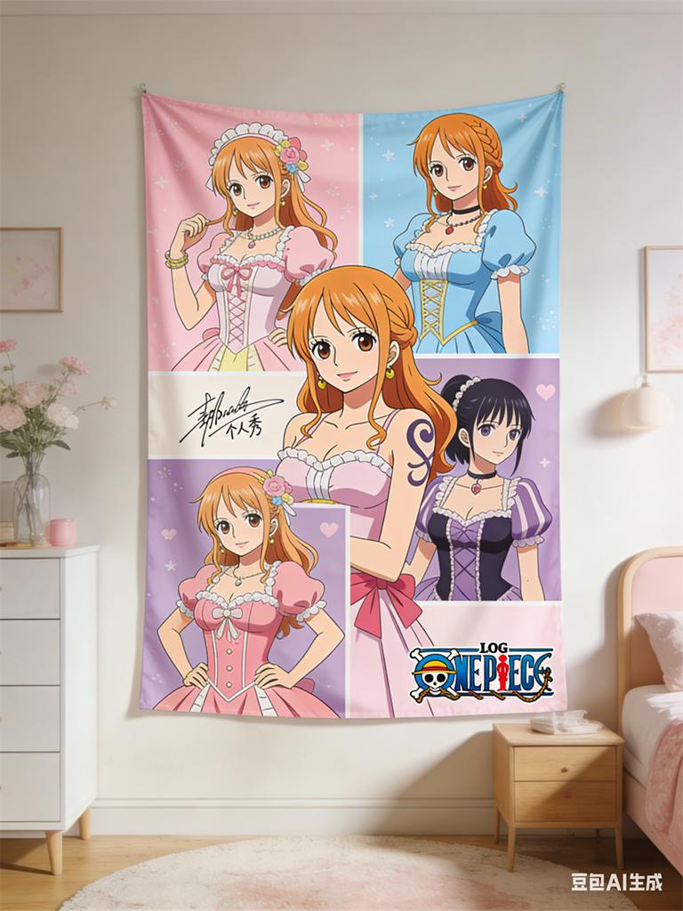 One Piece Anime Decor Tapestry Luffy Characters Themed Wall Hanging Decorative Wall Cloth For Living Room Bedroom Dorm Room Deco