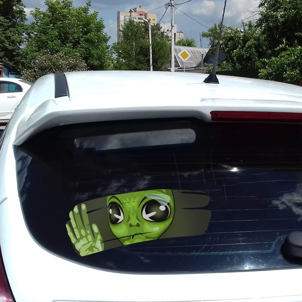 2pcs Funny Car Stickers-Vesvory 3D Vinyl Car Sticker Bumper Decal Double-Side Self-Adhesive Alien Decal for Cars Windows Bumpers Decals (Peeking
