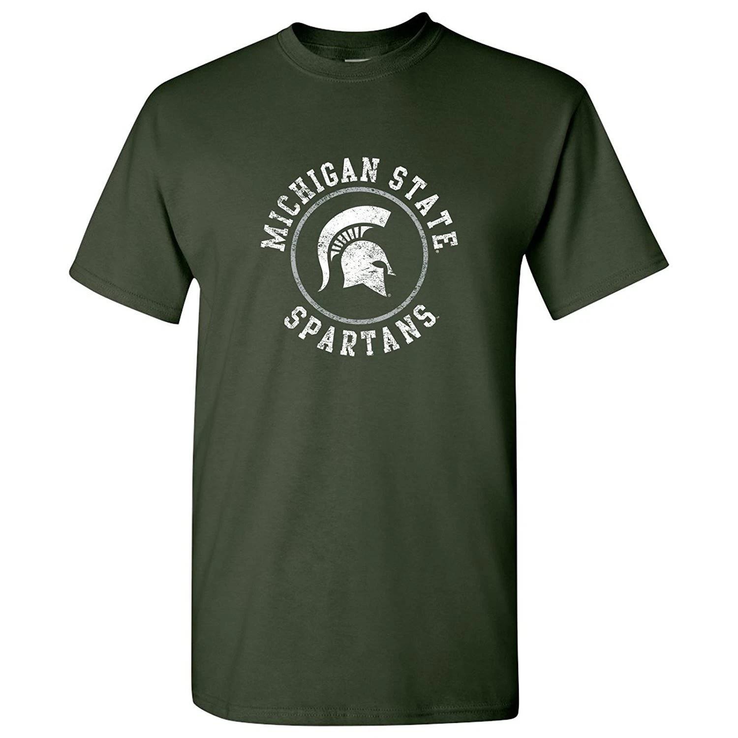 Michigan State University Distressed Circle Logo Licensed T-Shirt 2XL