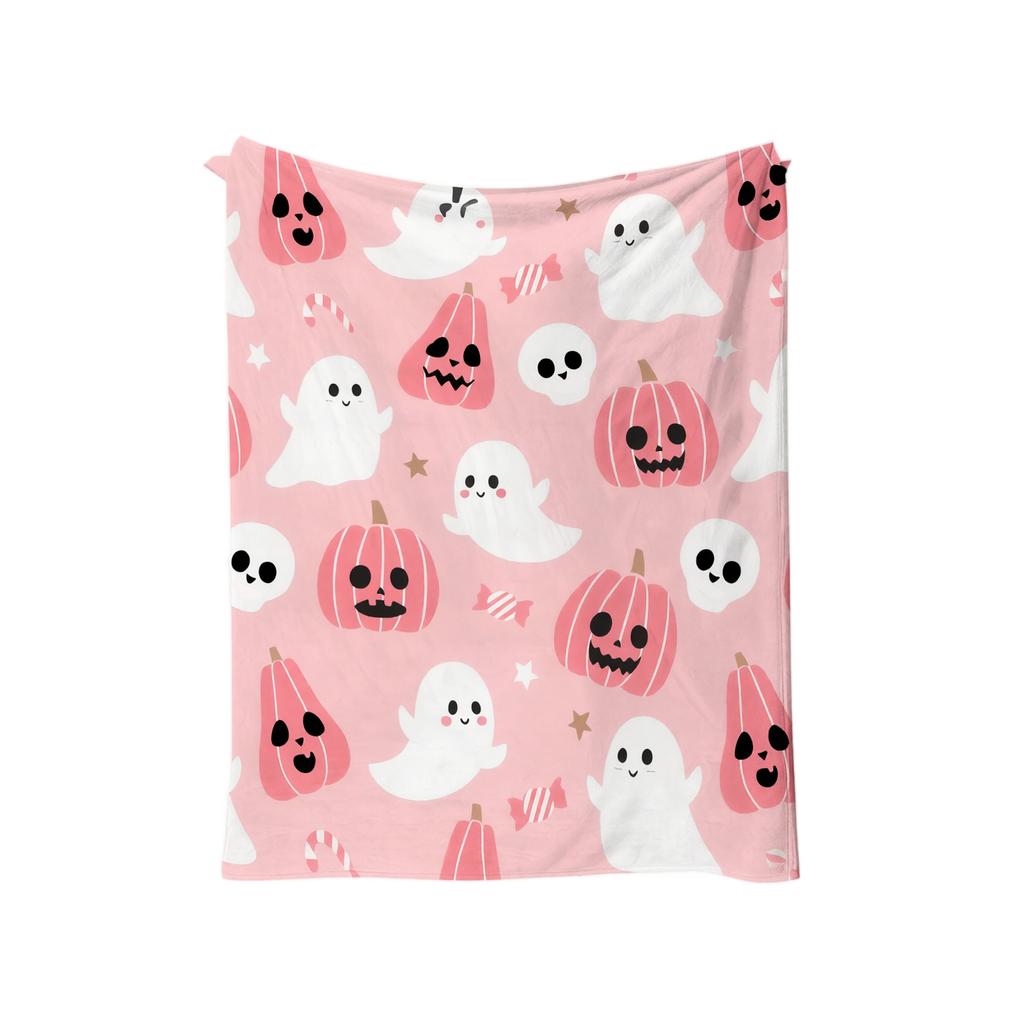 Flannel Halloween Throw Blanket with and Pumpkin Print for Couch, Home, Car Travel