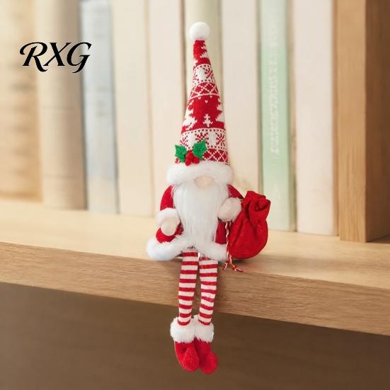 Holiday Decorative Soft Furnishings Christmas Plush Gnome, Long Leg Faceless Scandinavian Santa Doll, Swedish Tomte Xmas Party Tabletop Centerpieces