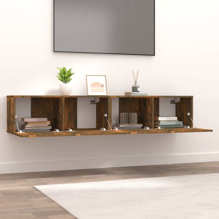 VidaXL TV Stands 2 Pcs Smoked Oak 80x30x30 Cm Engineered Wood 820463