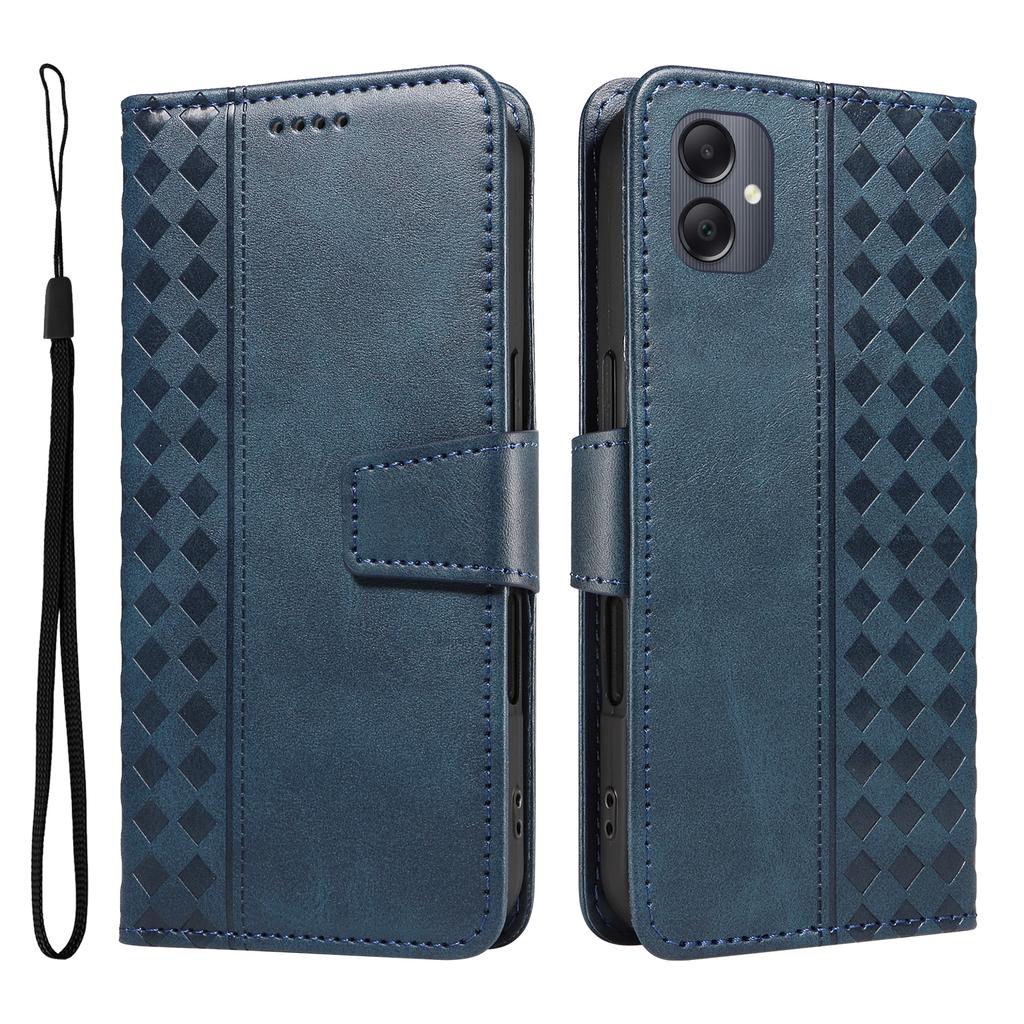 For Samsung Galaxy A06 5G/Galaxy A06 4G Leather Case Wallet Stand Grids Imprinted Phone Cover with Strap