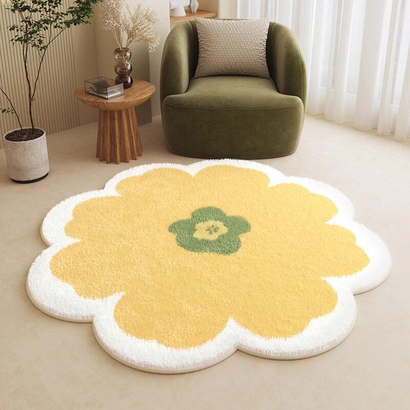 Floral Round Imitation Cashmere Floor Mat: Wear-Resistant, Cold-Insulating Rug for Living Room, Sofa, Coffee Table, Bedroom, and Bedside. 40*40cm - Thickened Imitation Cashmere
