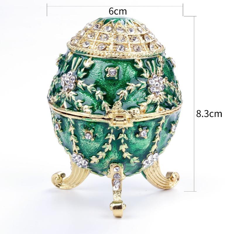 Emaille Metall Diamantbesetztes Ei Schmuckschatulle - Osterei Schmuckschatulle - Handarbeit