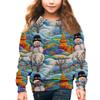 Girls Round Neck Pullovers For Kids Christmas Day Embroidery Printed Tops