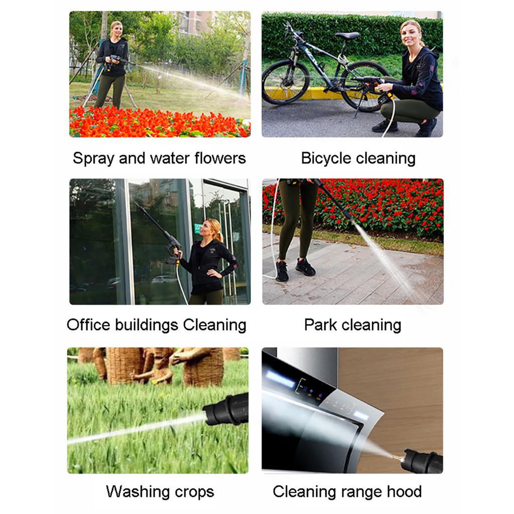 Wireless Car Washing Machine Lithium Battery Charging Portable Water Gun with Water Pipe Auto Wash Tools Car Cleaning Parts 21V