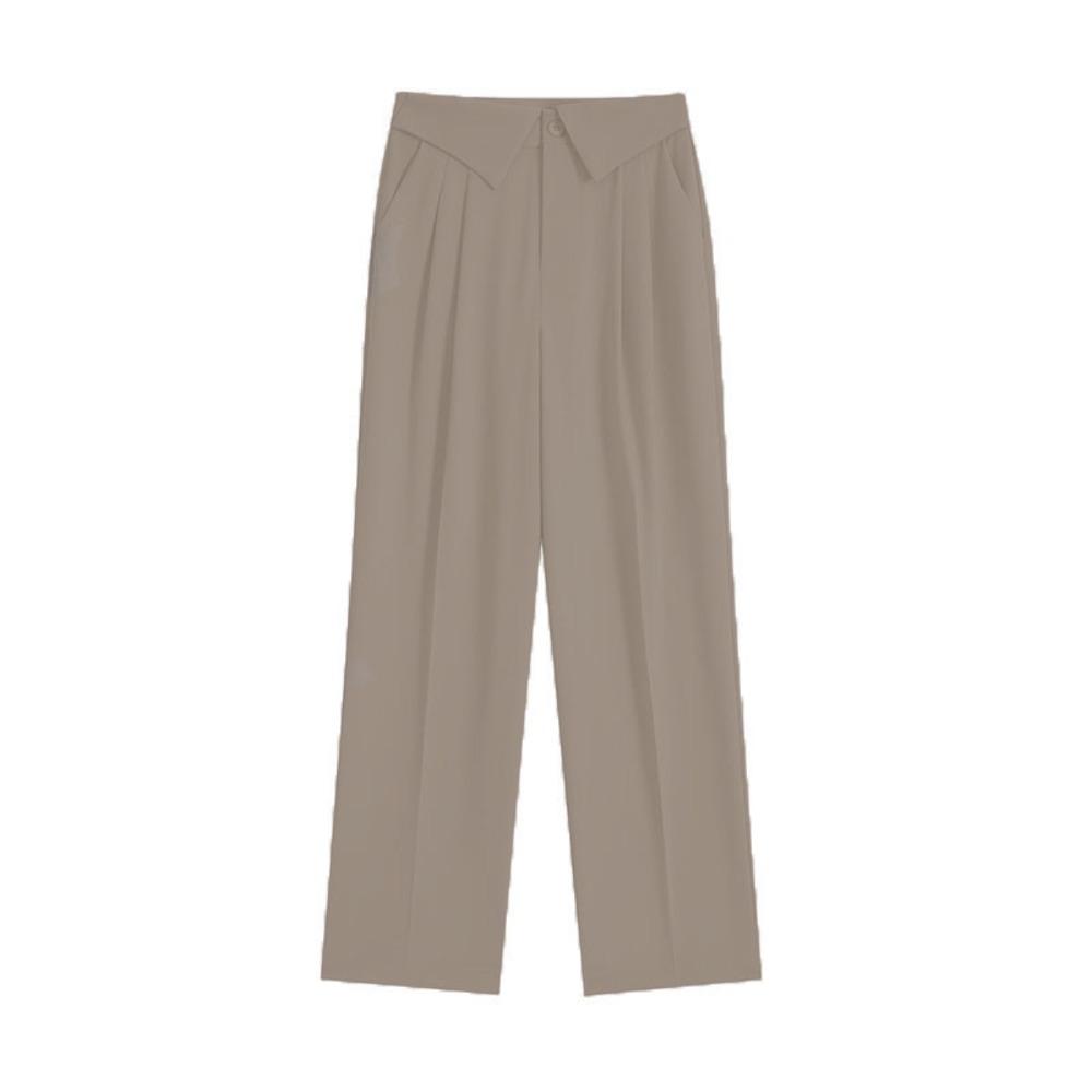 

Workout Trousers Straight Leg Pants Loose Wide Leg Pants Fashion Flip Up Suit Pants Female XL хаки