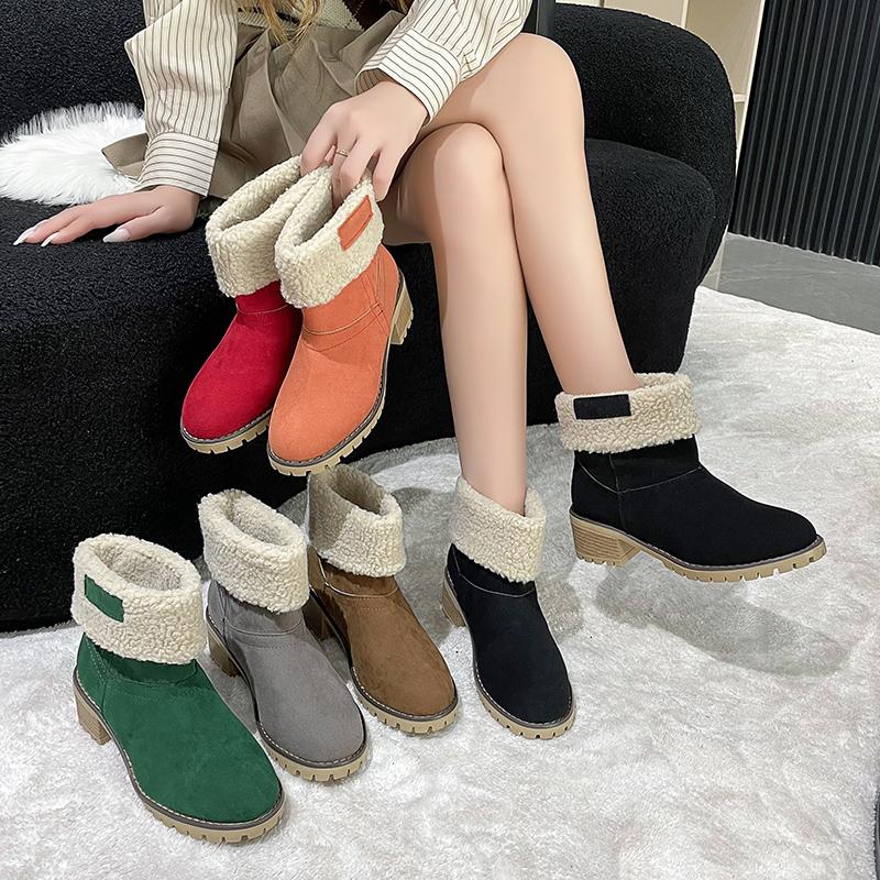 Fashion Winter Women Snow Boots New Keep Warm Fur Booties Retro Luxury Comfort Ankle Boots Women Platform High Heels Cotton Shoes Women