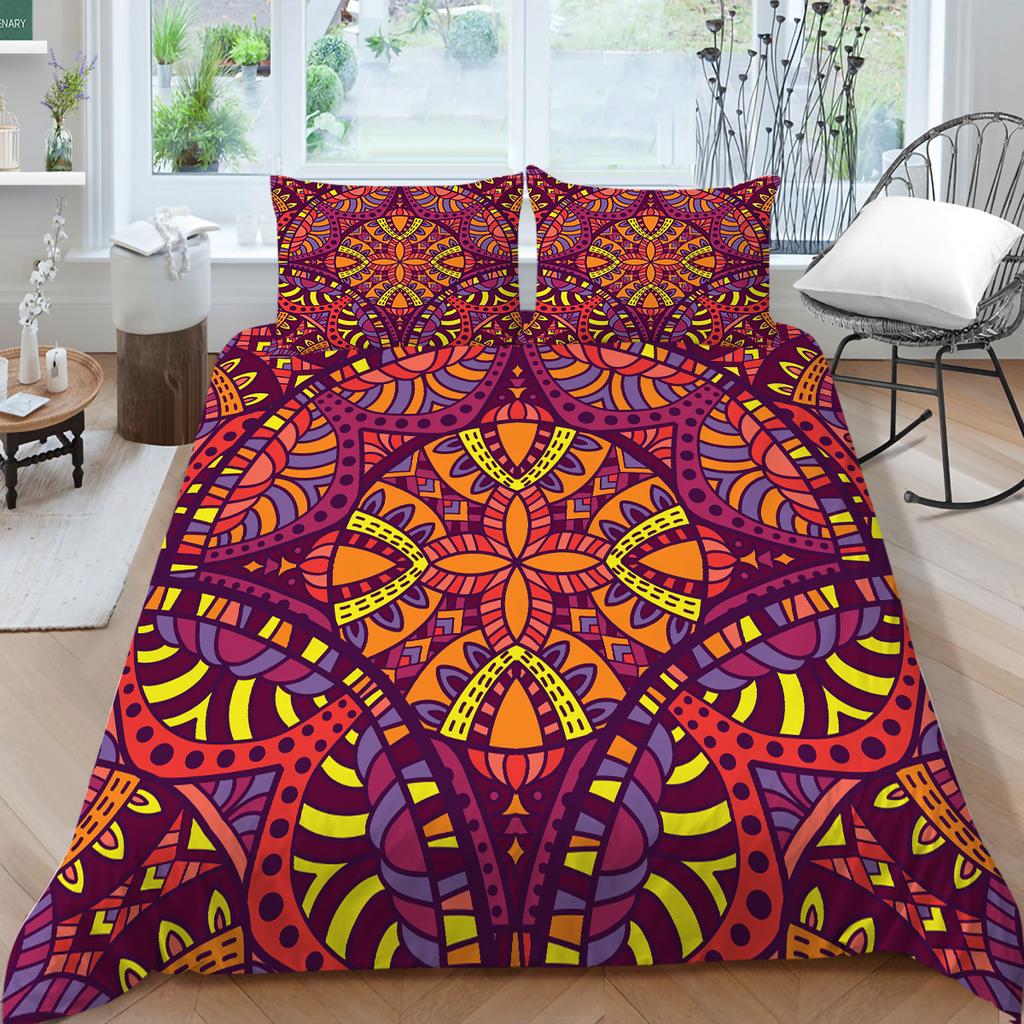 3D Bohemian Printed Bedding Single Double Bed Full Size Tropical Pattern Pillowcase and Quilt Cover Comfortable Home Decoration