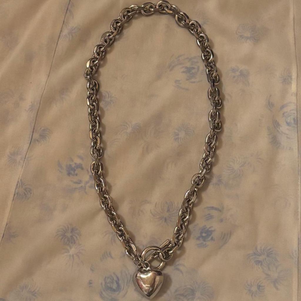 Used heart necklace chain silver
